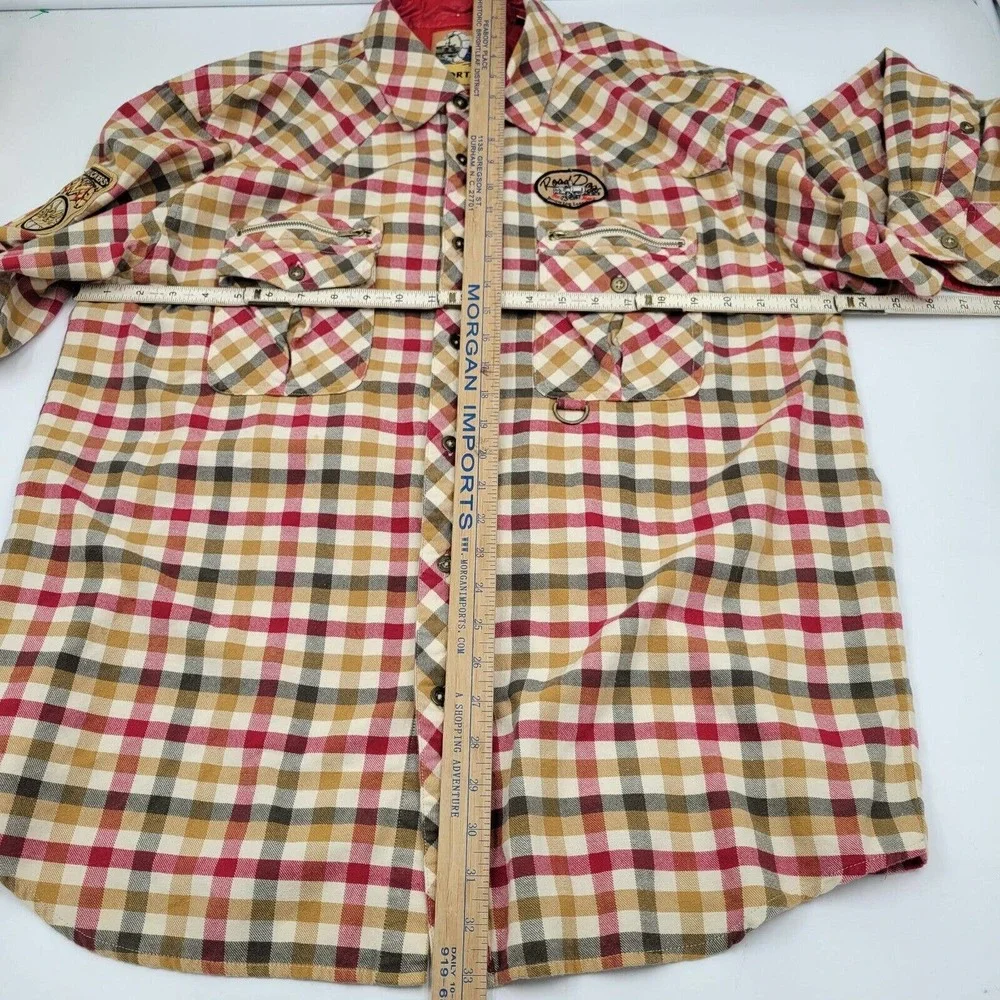 Portal Truckers Road Dogs On Hogs Men's 2XL‎ Flannel Long Sleeve Plaid Shirt